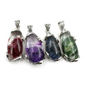 Wholesale Natural Healing Quartz Polished Ghost Phantom Crystal Pendant Silver Claw Water Drop Gemstone Charm for Necklace DIY