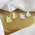 Fashion 925 Silver Hammered Irregular Surface Plain Gold Plated Stud Earring for Women Jewelry