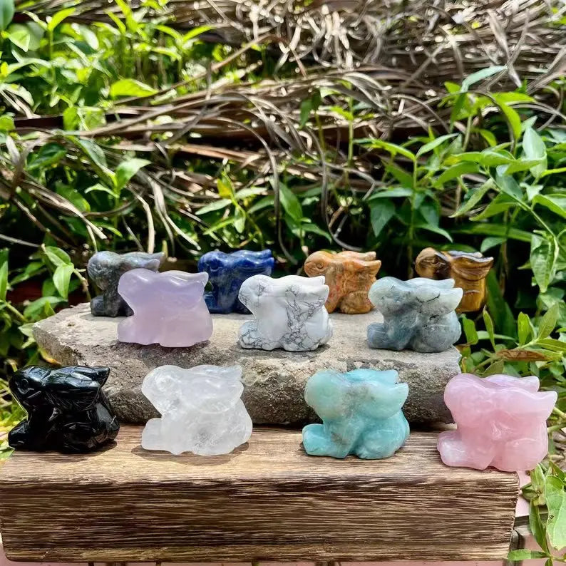 1.5Inch Natural Crystal Rabbit/Quartz Agate Jade Stone Precious Gemstone Healing Crystal Animal Zodiac Cute Rabbit Carving