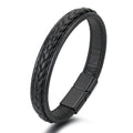 Handmade Braided Mens Leather Bracelet With Magnetic Clasp Sample Mulit-Color Bangle PU Leather Bracelet for Men