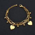 Custom Women's Titanium Steel Hand-Made Double Layer Heart Engraved Bracelet Fashion Accessories Silver Gold Main Fashion