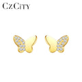 CZCITY Earing Korean Fashion Designer Charm Popular Stylish Women Iced Out Stud Earring Butterfly