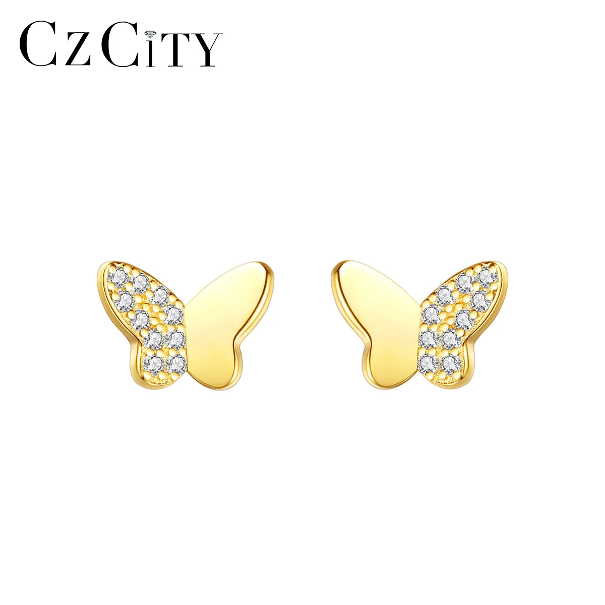 CZCITY Earing Korean Fashion Designer Charm Popular Stylish Women Iced Out Stud Earring Butterfly