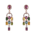 Elegant Rose Gold Plated 925 Silver Natural Tourmaline Drop Earrings for Women Mother's Day Jewelry