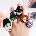 Party Jewelry Hyperbole Funny Human Shape Resin Colorful Size Resizable Acrylic Rings