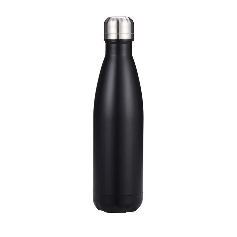 FX Custom Logo Printing 500ml Black Double Wall Vacuum Flask Cola Bottle Shape 304 Stainless Steel Factory Promotion