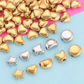 Mirror Polish Flat Loose Beans Star Round Heart Shaped DIY Beads with Hole for Making Bracelet Necklace Earring Accessories