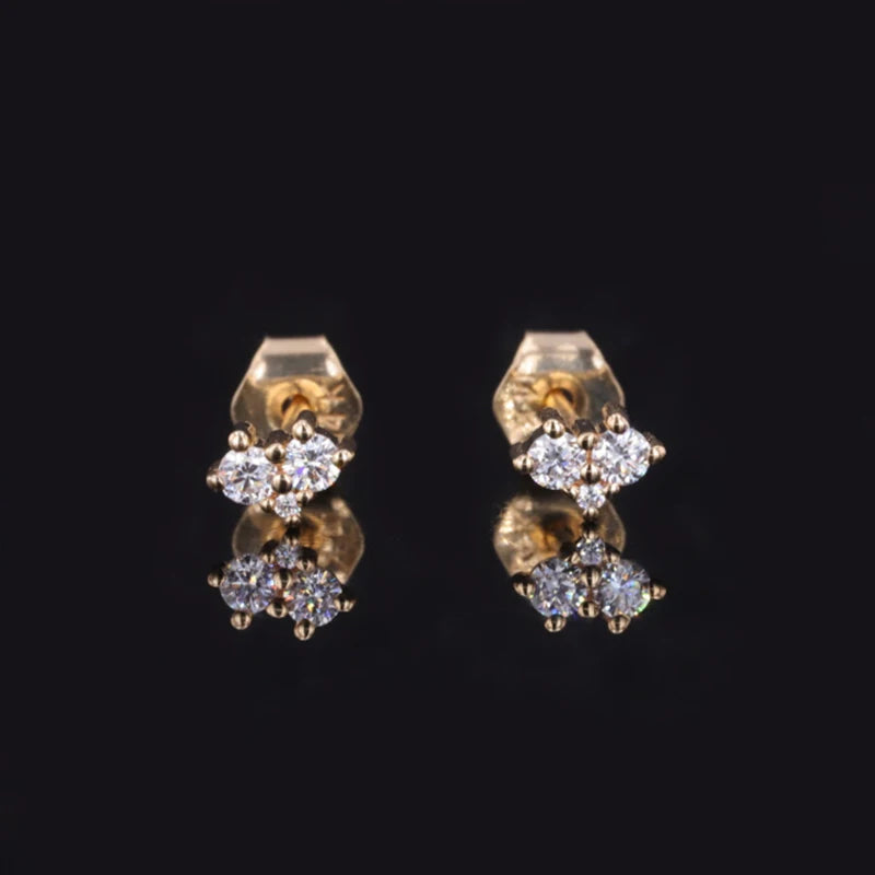 Starsgem Classic Women's 14K Solid Yellow Gold Lab Grown Diamonds Lovely Stud Earring Wedding Engagement Earrings
