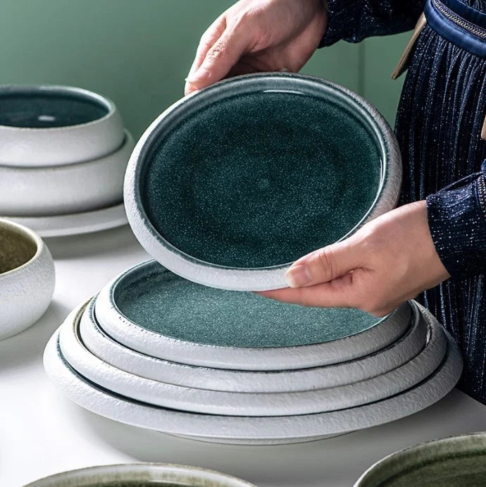 Private Labeling Ceramic Glaze Porcelain Dinnerware Plate 7.5/8.5/9.5/10.5/11.5 Inches Ceramic Soup Dinner Plate for Restaurant