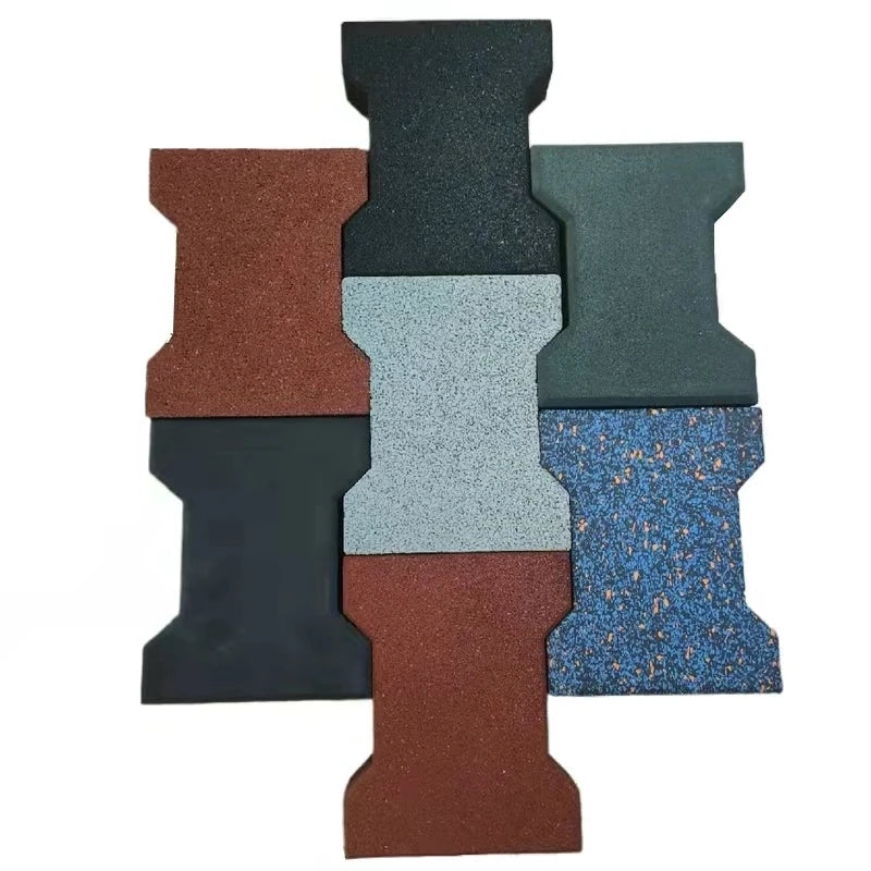 New China Outdoor Colorful Dog-Bone Rubber Pavers Safety Rubber Flooring for Playground Sports & Entertainment Products