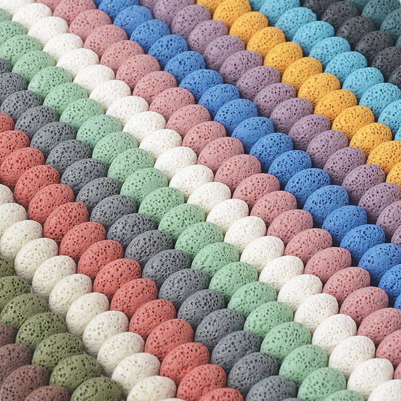 Colorful Natural Stone Spacer Rondell Loose Volcanic Rock Lava Stone Beads for Jewelry Making