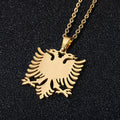 Punk Hip-hop Style Stainless Steel Albanian Eagle Map Pendant Necklace Gold Plated Country Map Pendant Necklace