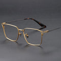 High Quality Gold Titanium Male Eyeglasses Frames Luxury Rectangle Style Spectacles Solid Pattern Optimal Luxury Eyewear