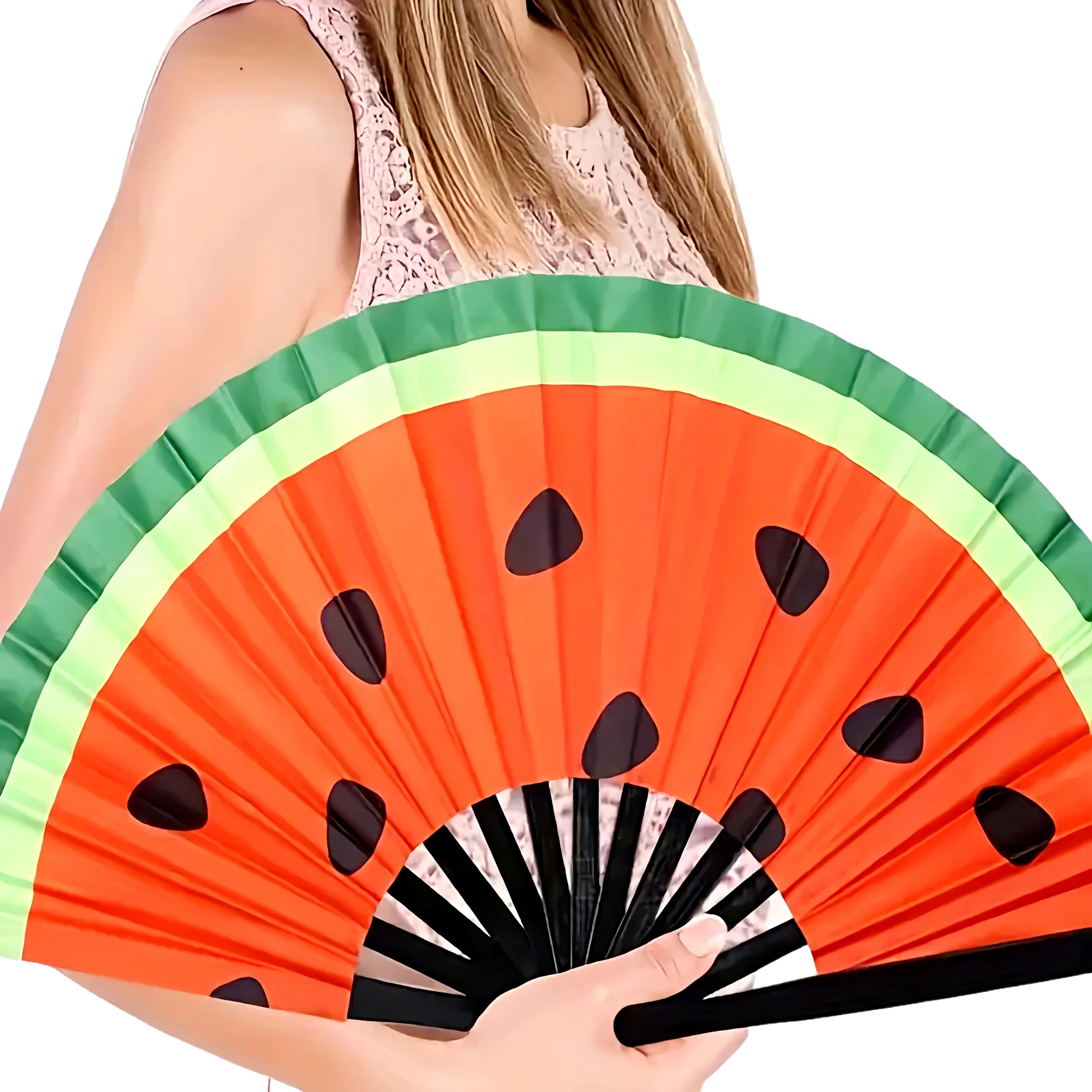 33inches Watermelon Clack Bamboo Folding Hand Fan Portable Promotion Dancing Club Palestine Crank Folding Fans