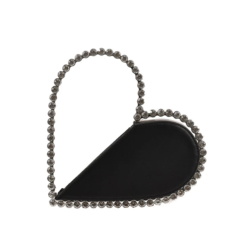 Love Evening Bags for Women Frame Wedding Party Luxury Heart Shaped Handbag Rhinestone Bag Purse Diamond