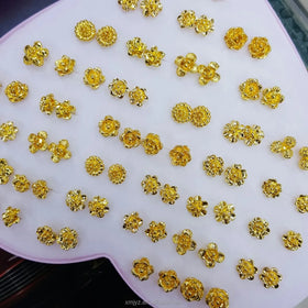 Mixed 36 Pairs of Peach Heart Box Earrings Gold-Plated Women's Gold Earrings Boxed Electroplated Alloy Earrings Promotion