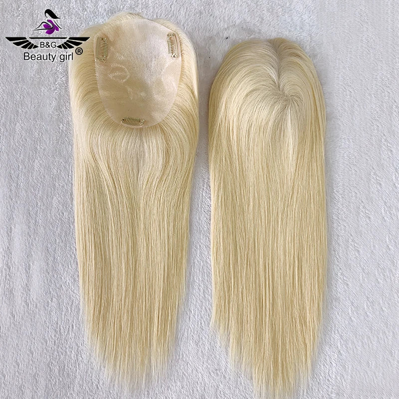 Beauty Girl Ready to Ship Products Wholesale Price Silicone Skin Topper 10a Grade Virgin Brazilian Human Hair Toppers Blonde
