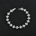 ROMANTIC Simple Design Wedding Silver CZ Zirconia Girls Engagement Bracelets