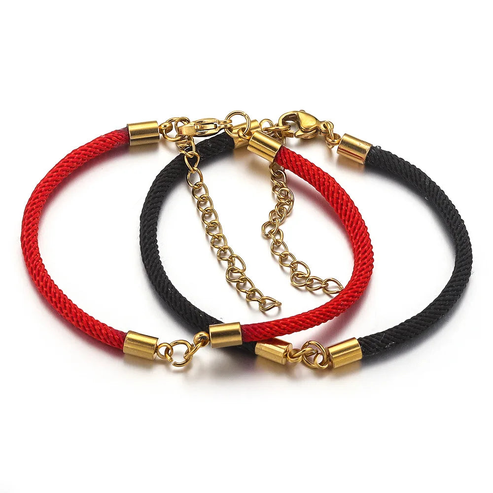 DIY Handmade Woven Stainless Steel Black Red Braided Rope Connector Bracelet Material for Bracelet Jewelry Making Women