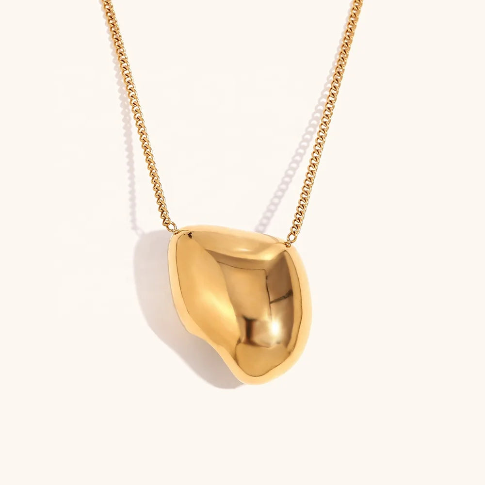 Dingran NECKLACE Irregular Geometric Meteorite Pendant Necklaces 18K PVD Gold Plated Tarnish Free Waterproof No Fade Jewelry