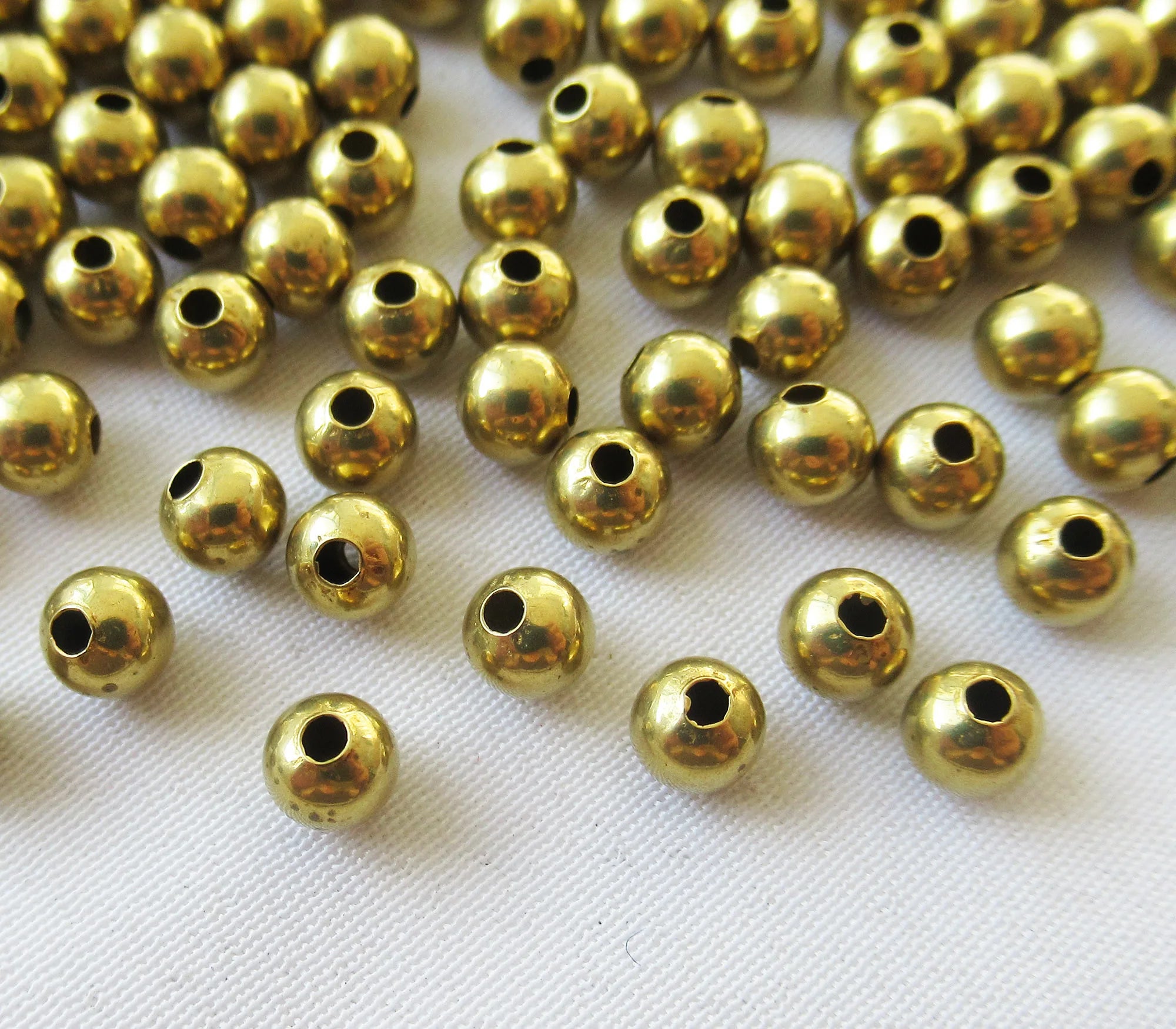 4mm Hollow Brass Beads 1.2mm Hole Round Spacer Loose Beads