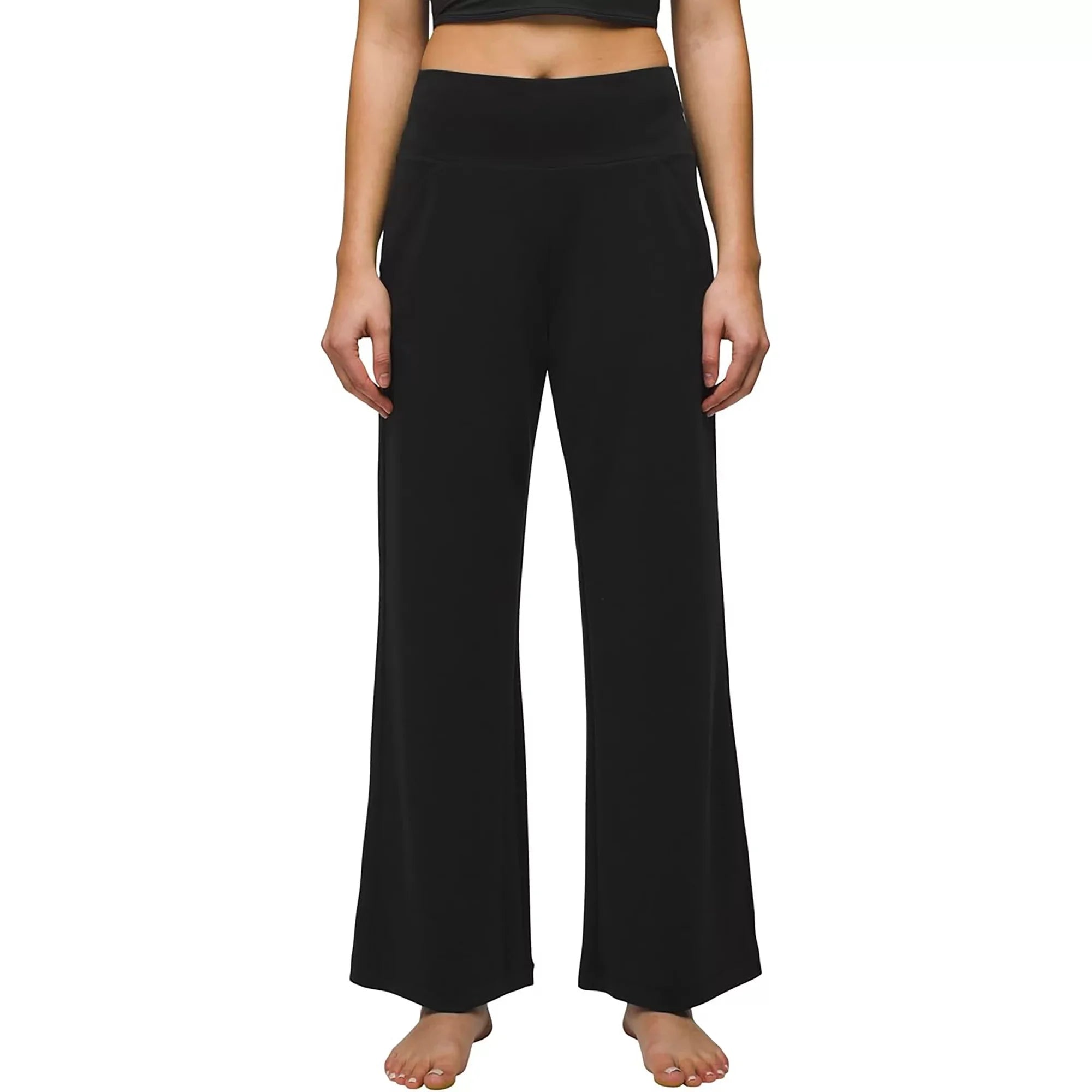 Women's Winter Elastic Waist Relaxed Fit High Rise Stretch Yoga Pants with Front Pockets