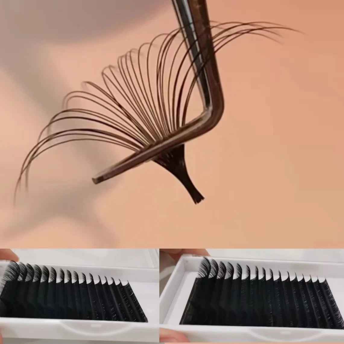 Blooming Lashes Easy Fan Eyelash Extension 0.05mm 0.07mm Matte Black Lashes with Foil Backing Paper Cards