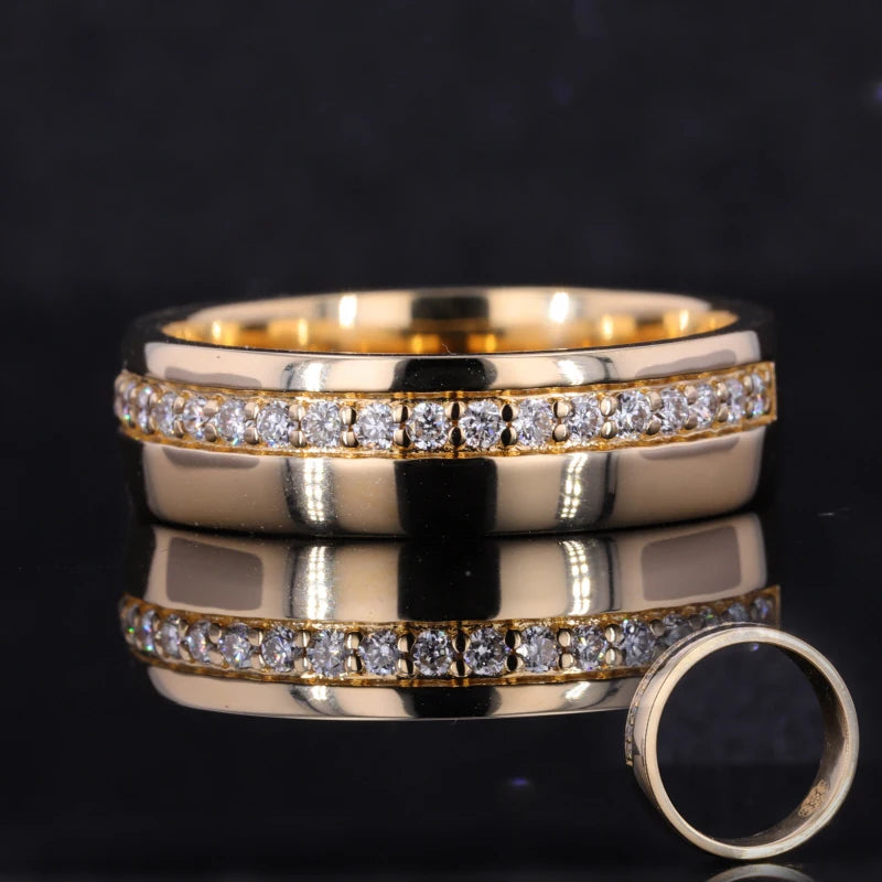 Starsgem Custom Men's Jewelry Rings 14K Solid Gold Wedding Moissanite Ring