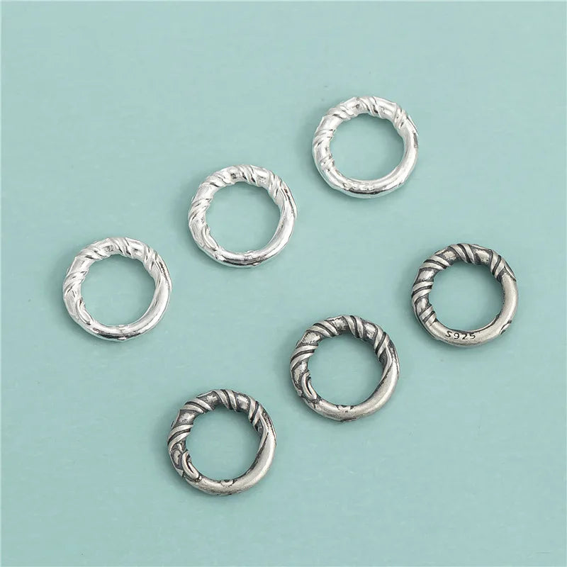 Wholesale 925 Sterling Sliver Closed Wave Curve Twisted Jump Rings Antique Silver Rings for Bracelet Jewelry Making Accessories
