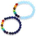 wholesale Boutique Custom Natural Stone Tiger Eye Turquoise Agate Lapis Yoga Seven Chakra Beaded Bracelet