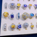 Mixed Wholesale Gold Electroplating Color Zircon Lasting Color Water Drop Geometric Classic Ring Jewelry for Women Girls