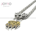 Double Headed Dragon Thick Chain Men's Viking Necklace Viking Symbol Bear Claw Pendant Necklace Vintage
