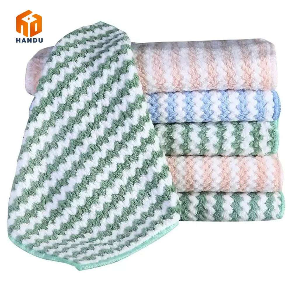 Super Absorbent Microfiber Kitchen Towel Woven Dish Cleaning Household Napkin Tools and Tableware for Home Use