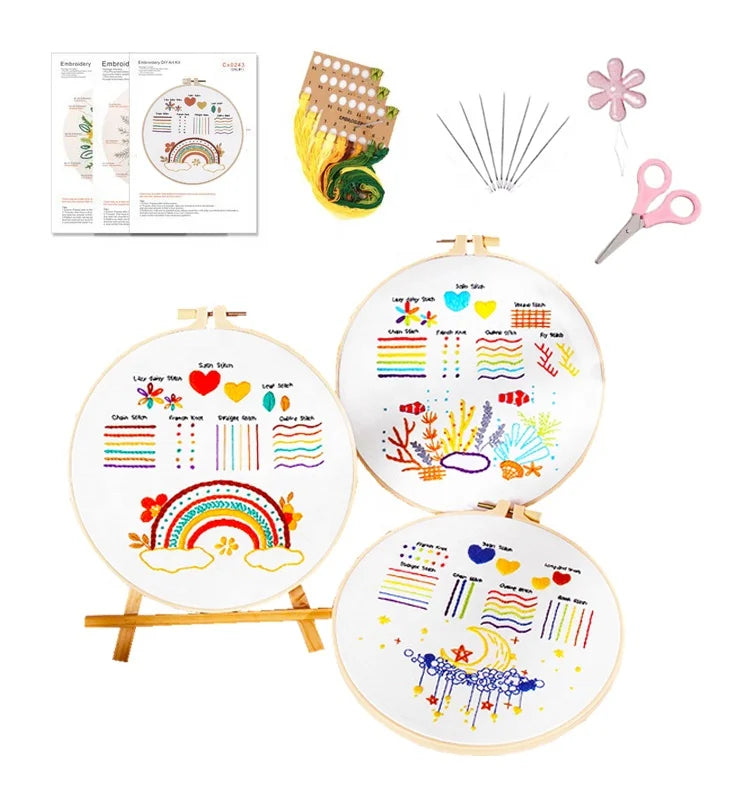 Wholesale 3 PCS Printed Canvas Cross Stitch Custom Embroidery Letter Kit for Starter