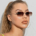 Customize Fashion Trendy Men Women Square Metal Rectangle Rimless Sunglasses