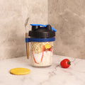Wholesale Empty 10oz 350ml Clear Round Glass Mason Breakfast Overnight Oats Jars with Lids and Spoon