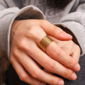 Chris April Vintage 316L Stainless Steel PVD Plated Minimalist Retro Spring Spiral Ring for Women