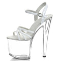 Japan and South Korea White Elegant Stiletto 20 cm Platform Banquet High Heels With Leaky Toe Women's Large Sandals