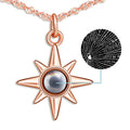 Vintage Style Eight-Awn Star Projection Necklace 100 Languages I Love You Sterling Silver Rose Gold Jewelry for Gifts Parties