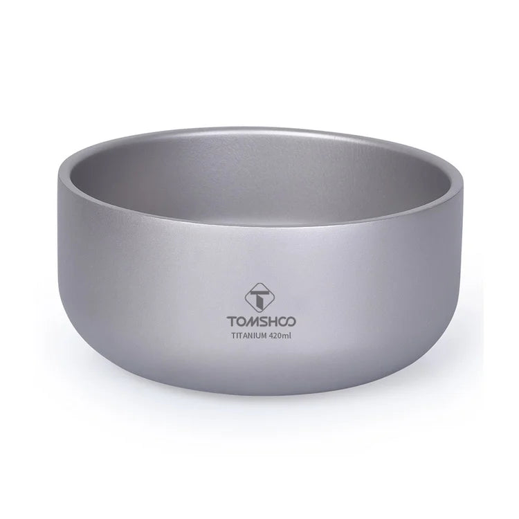 Titanium Bowl Double-Layer Picnic Bowl Ultralight Portable Mini Bowl for Outdoor Camping 200ml/420ml