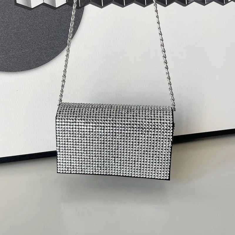 2025 Luxury Rhinestone Evening Bag Purses for Women Chain Shoulder Ladies Sparkling Party Handbag Envelope Clutch Wedding Bag