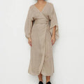 Enyami Boheme Vacation Lounge Wear Cotton Wrap and Tie Robe Long Flare Sleeves Elegant Maxi Casual Dresses Women