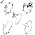 Adjustable Butterfly Star Ring 925 Sterling Silver Cubic Zirconia Dainty Trendy Fine Jewelry Women Open Party Anniversary