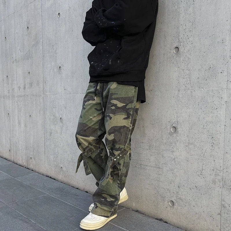Custom Label Trousers for Men Drop Shipping Street Wear Stock Camo Cargo Camouflage Pants for Men