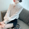Solid Women's 2025 Summer Casual Blouse Long Sleeve Office Shirt Chic Chiffon Blusas Mujer De Moda Clothes 8651#