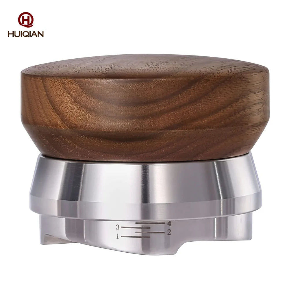 Adjustable Depth Espresso Tamper Leveler with Walnut Wood Handle Espresso Distribution Tool Coffee Distributor