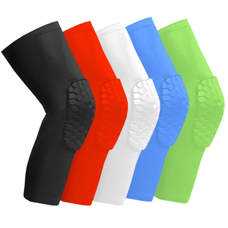 Breathable Sports Compression Knee Pads Honeycomb Basketball Knee Protecter Anti-Collision Sleeves with Kneecap & Elbow Guard