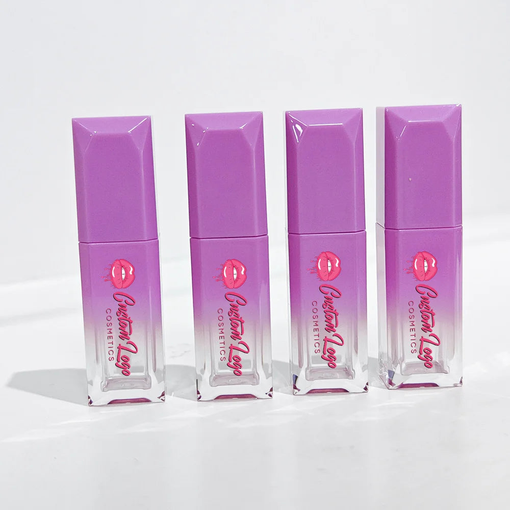 6ml Square Thick Purple Lip Gloss Container Large Size Lipgloss Tubes Empty Lip Gloss Tube With Brush