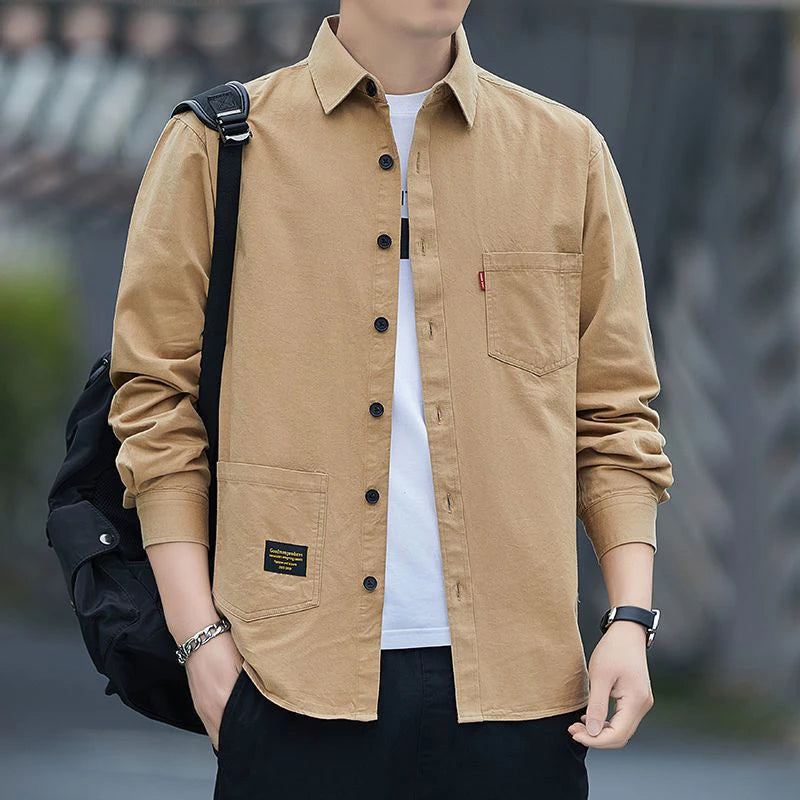 Pockets Button Handsome Turn-down Collar Shirts Spring Summer Comfortable Loose Cardigan 2023 Men's Clothing Thin Fashion Casual