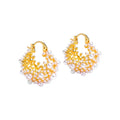 French Style Vintage Pearl Earrings Sweet Fashion Luxury Plated 18k Gold Hoop Earrings for Women